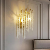 Snow Tree Branch Crystal Gold/Silver Wall Sconce 10"H